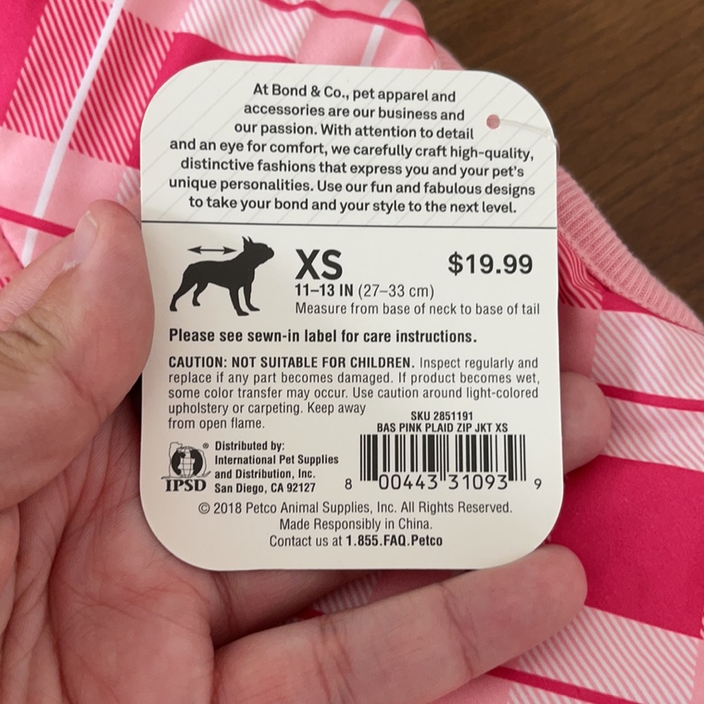 NWT Pink Plaid Dog Puffer Jacket - Picture 5 of 5